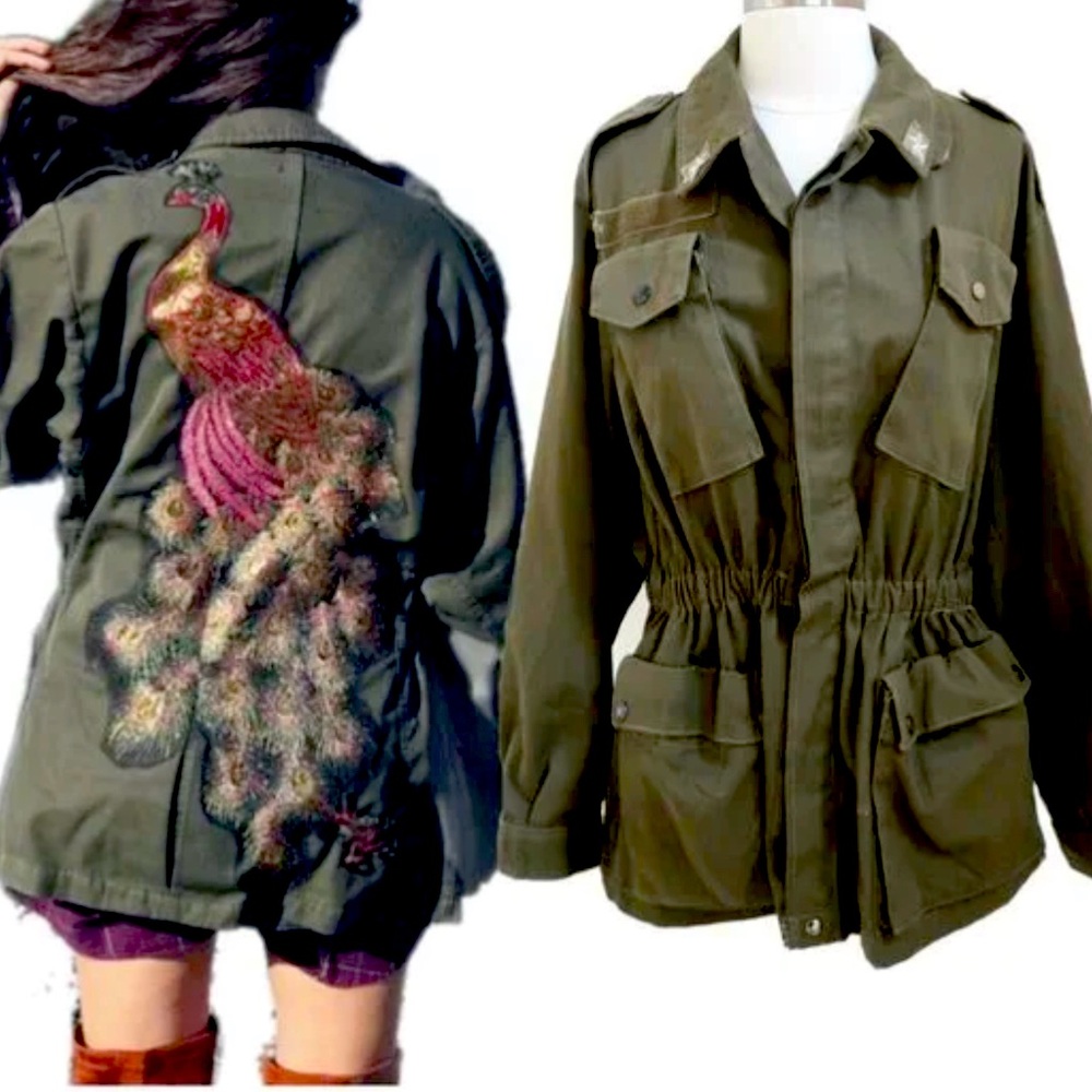 FURST OF A KIND sequin Peacock Army Jacket